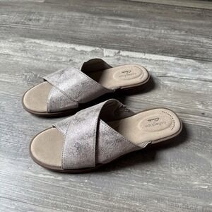 Clarks Sandals Women's Size 7 Declan Ivy Pewter Metallic Slide Shoe